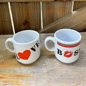 Set of 2 Waechtersbach 5oz Demi Cups “Boss” & “Love”